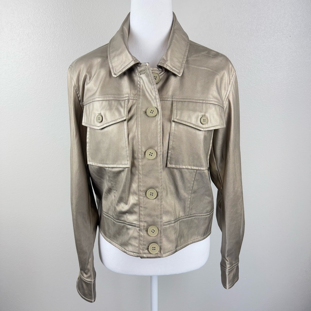 Esqualo Women's Soft Faux Leather Gold Jacket
